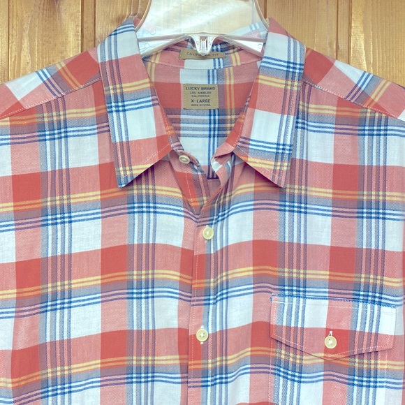 Lucky Brand 100% Cotton Plaid California Fit Long Sleeve Button Down Shirt XL ! - Picture 2 of 8